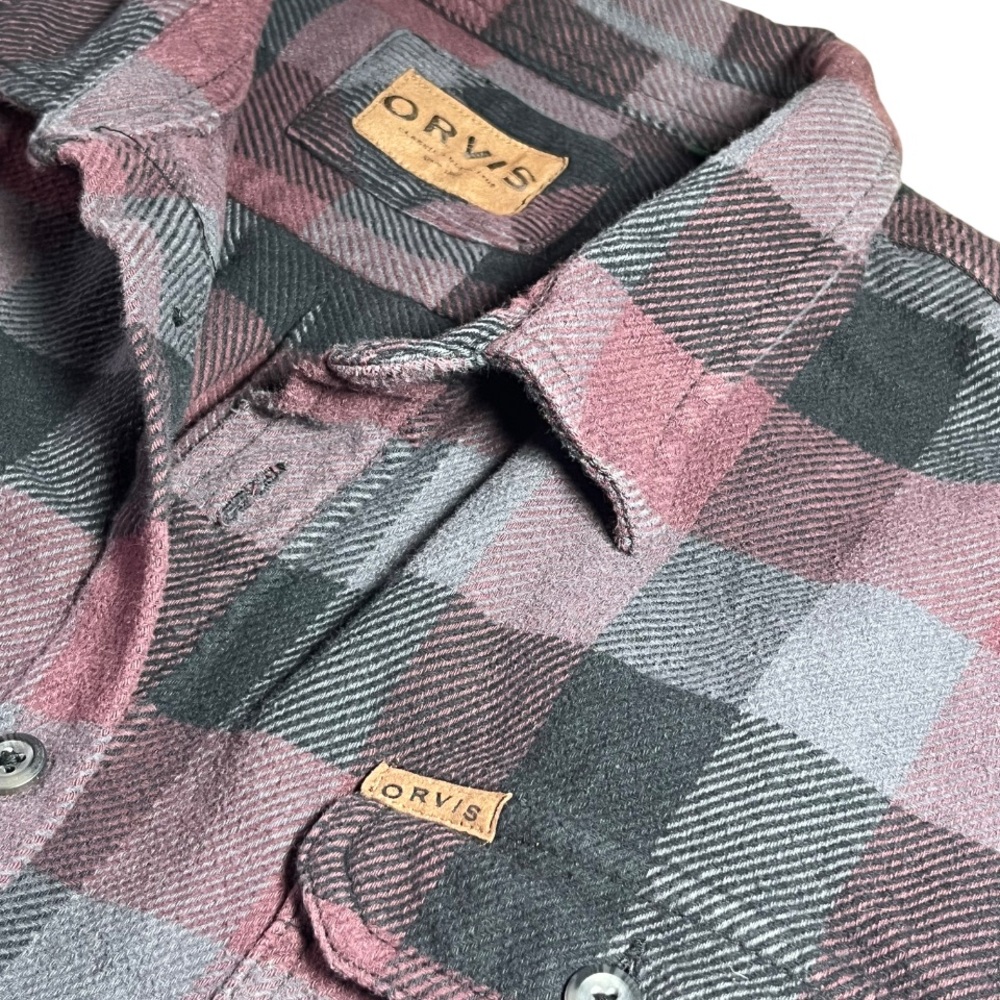 Orvis Men's Casual Heavy Plaid Shirt - Black and Pink